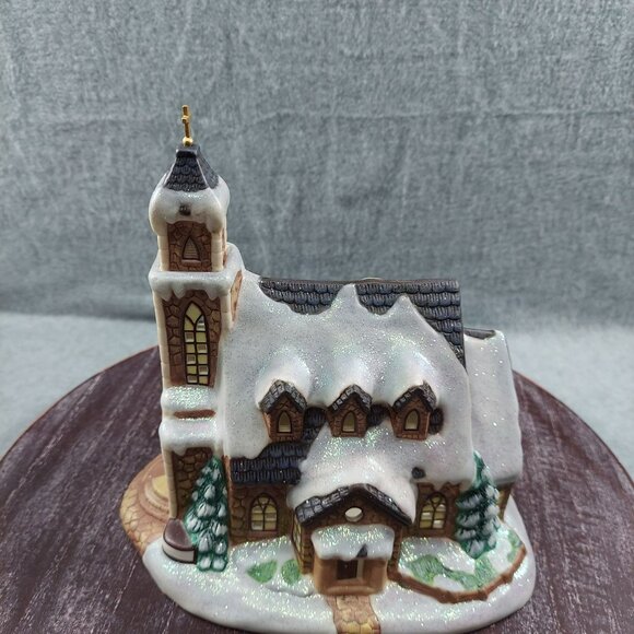 Stone Hill Chapel  Thomas Kinkade Collectible Ceramic Holiday Village Miniature - Picture 2 of 14
